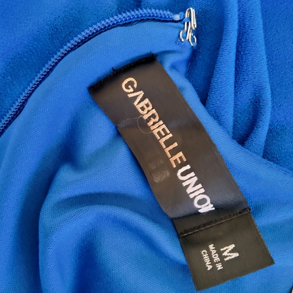 Gabrielle Union Draped Ruched Cutout Dress Size M Blue New - Picture 9 of 11